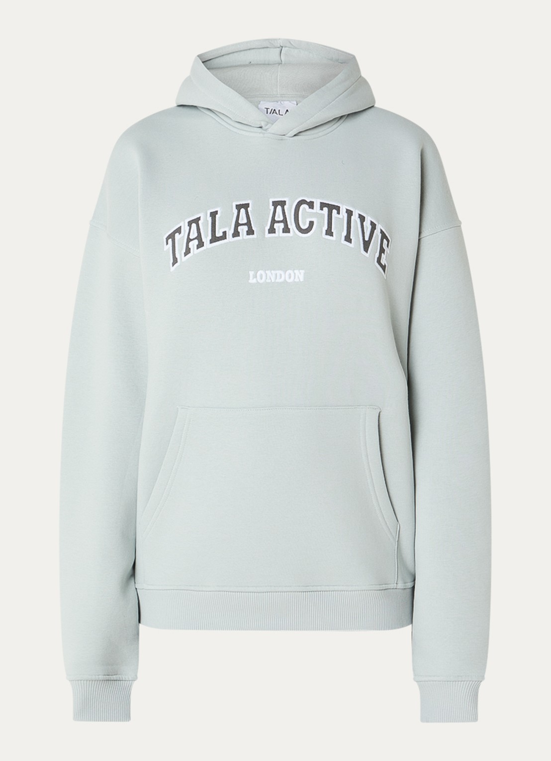 TALA Appli hoodie met logo - voorkant 2 lichtgrijs