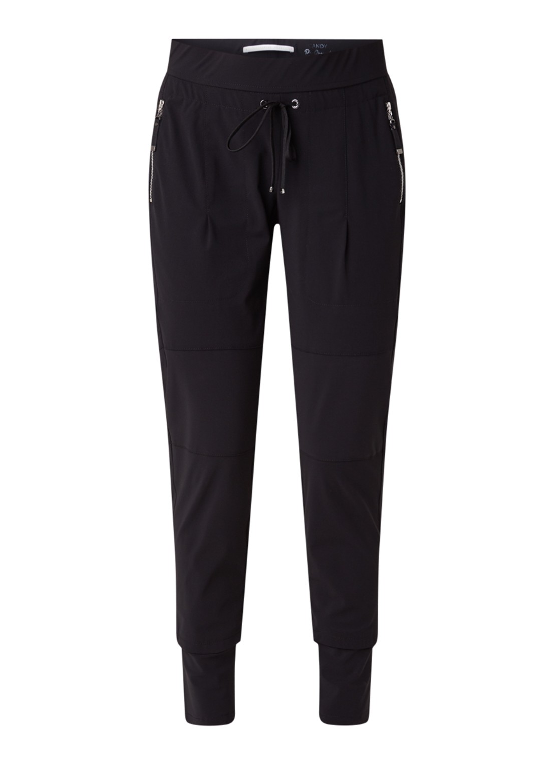 Tapered fit track pants met drawstring - voorkant 2 zwart