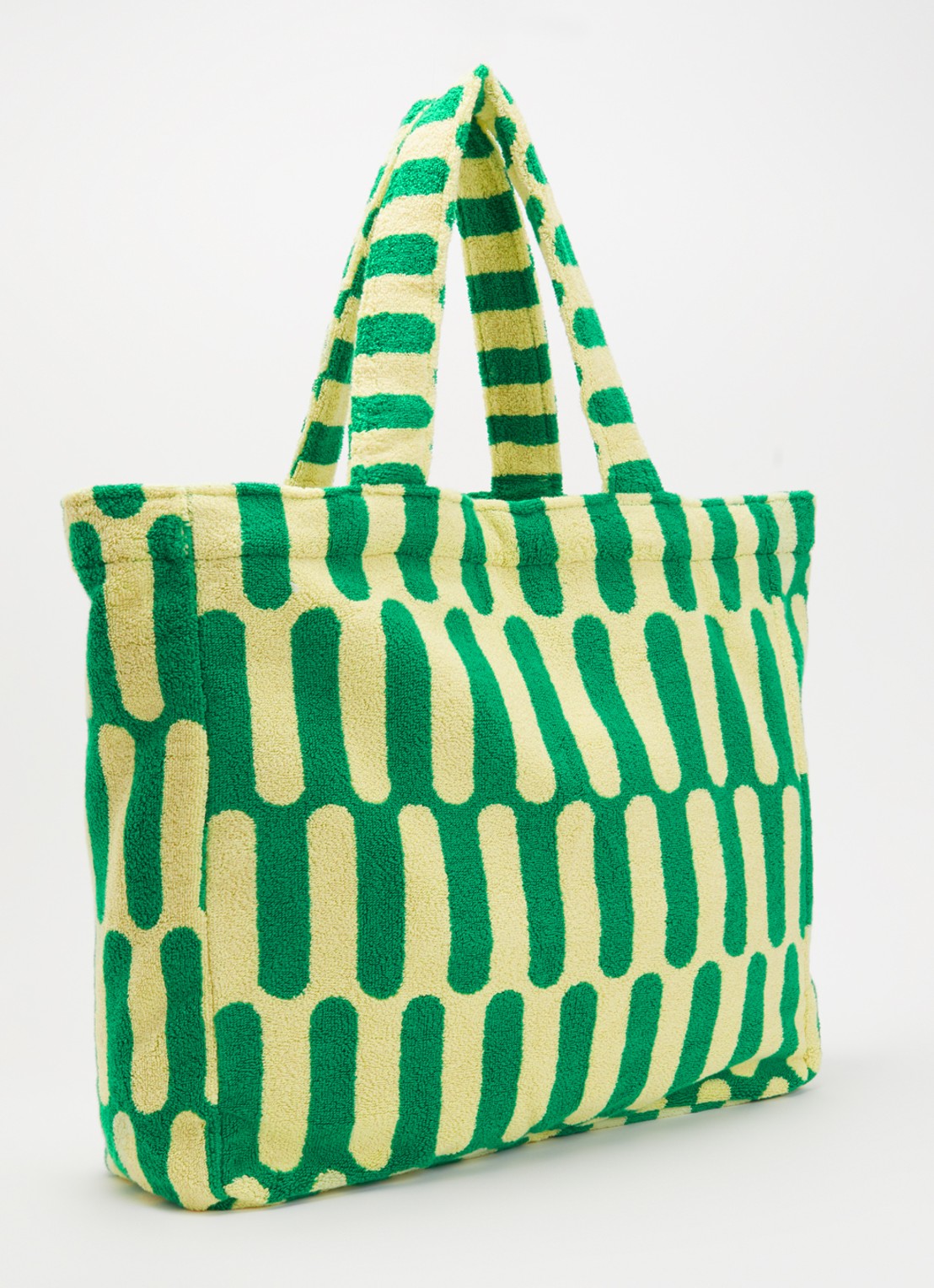 Tarta Gelatina Paseo shopper van badstof met print - achterkant 2 groen