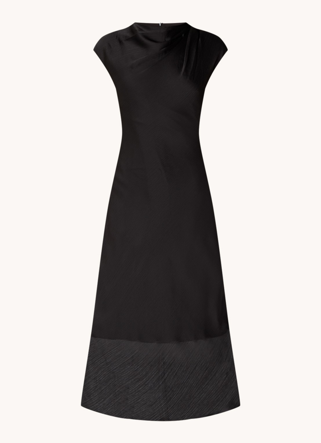 Ted Baker Akane midi jurk van satijn met gedrapeerd detail - voorkant 2 zwart