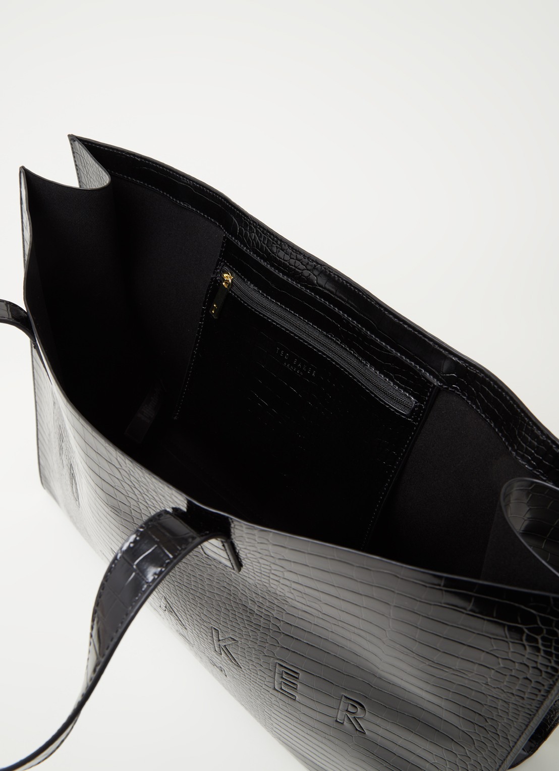 Ted Baker Alicon shopper met crocostructuur - detail zwart