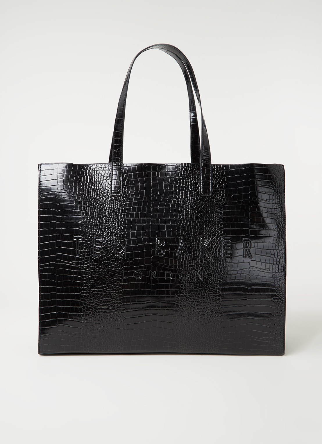 Ted Baker Alicon shopper met crocostructuur - voorkant 4 zwart