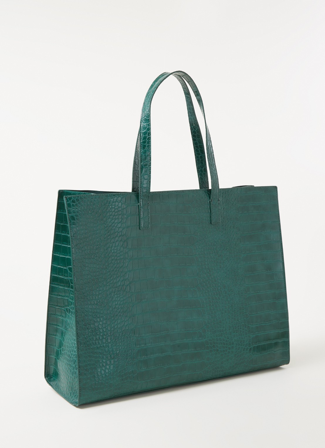Ted Baker Alicon shopper met crocostructuur - achterkant 4 donkergroen