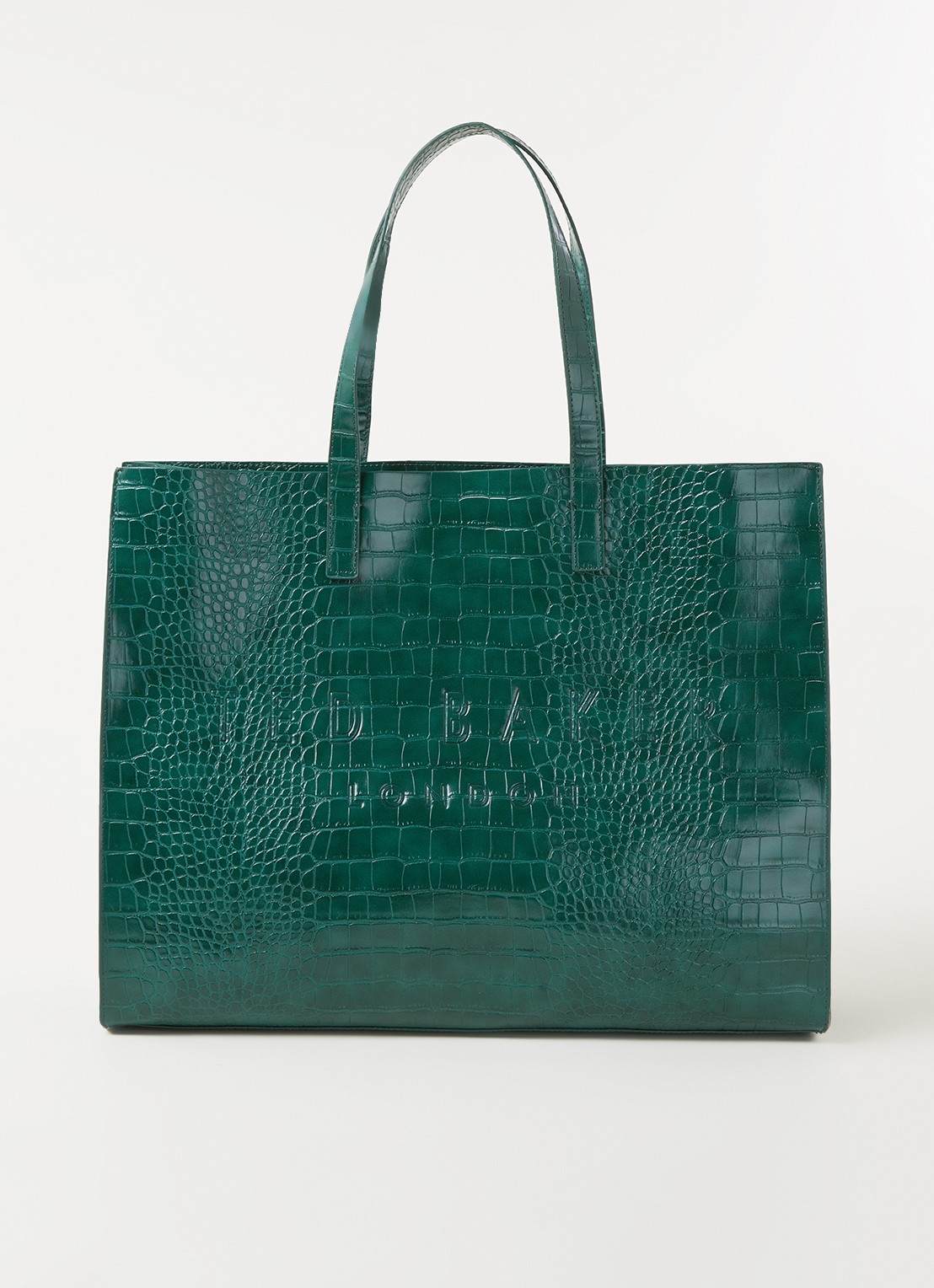 Ted Baker Alicon shopper met crocostructuur - voorkant 3 donkergroen