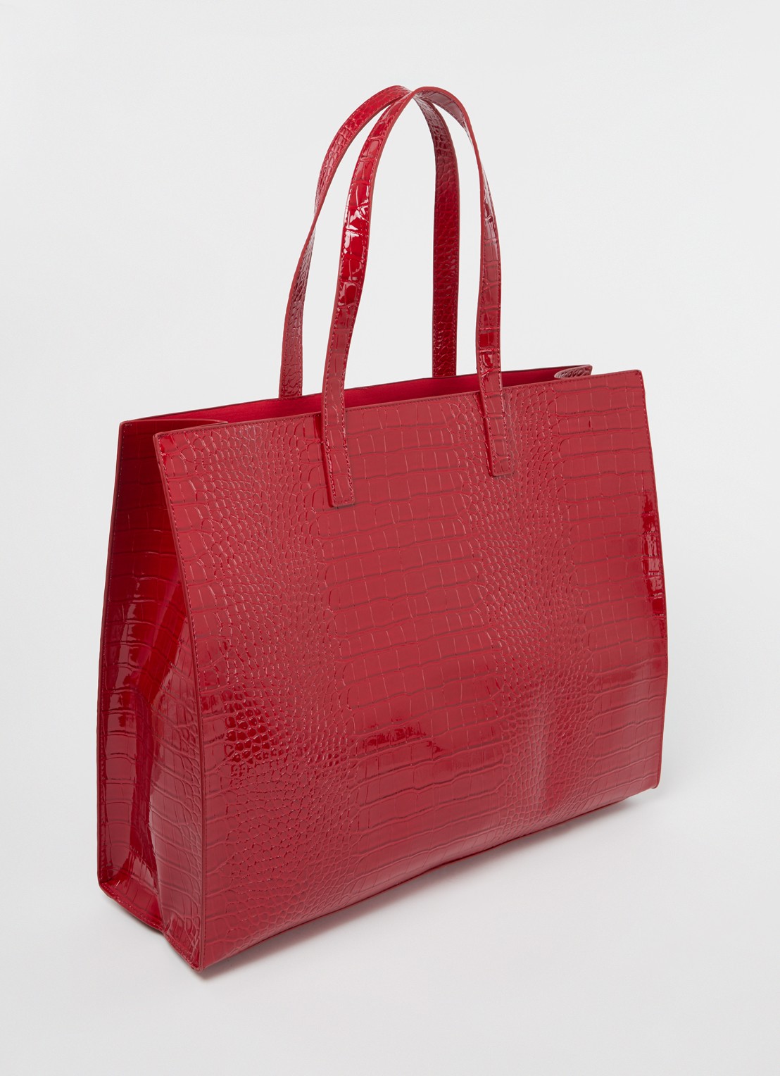 Ted Baker Alicon shopper met crocostructuur - achterkant 4 donkerrood