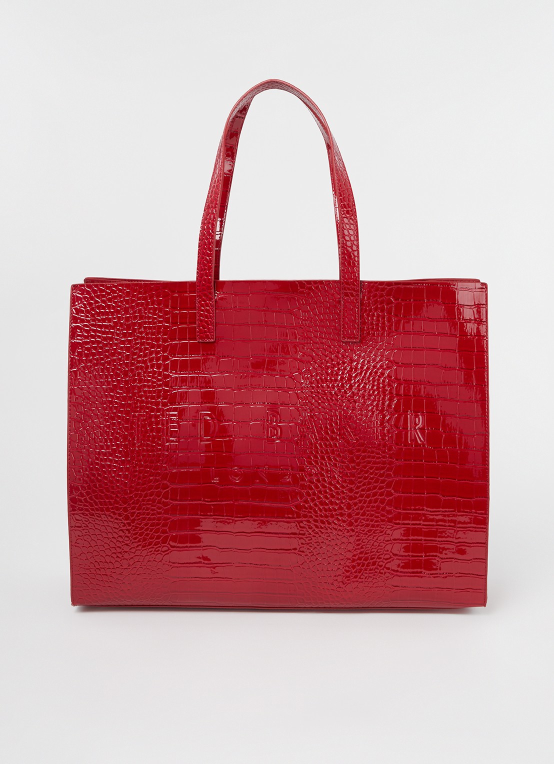 Ted Baker Alicon shopper met crocostructuur - voorkant 3 donkerrood