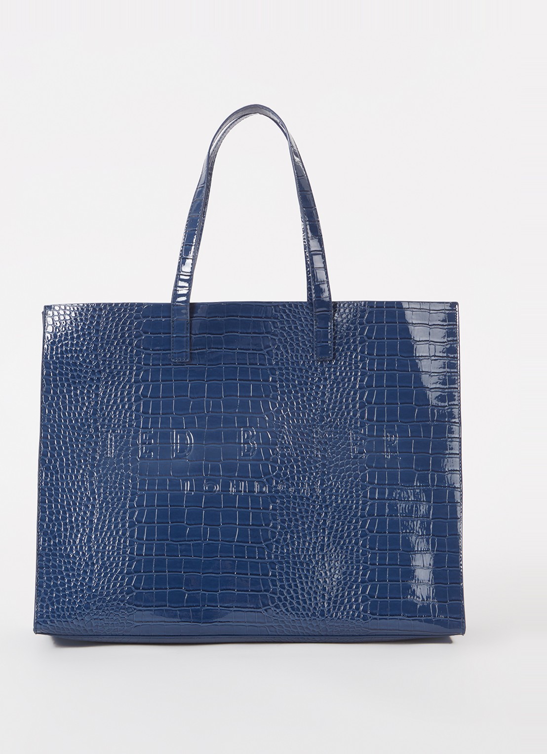 Ted Baker Alicon shopper met crocostructuur - voorkant 4 blauw