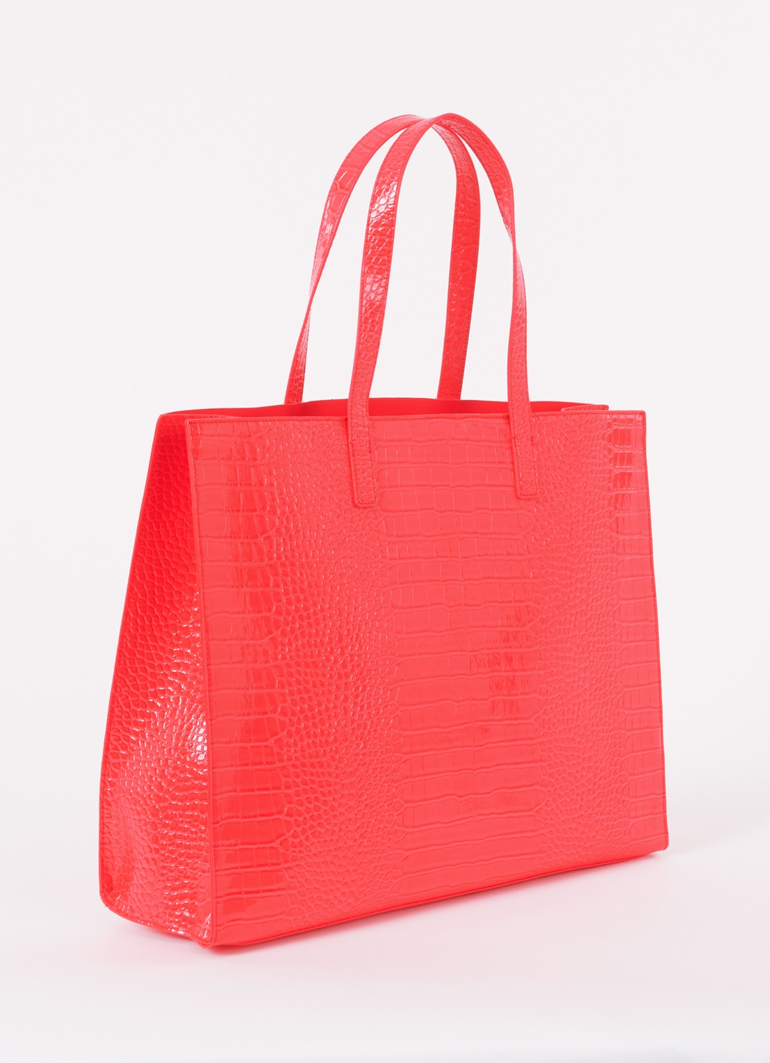 Ted Baker Alicon shopper met crocostructuur - achterkant 4 koraal
