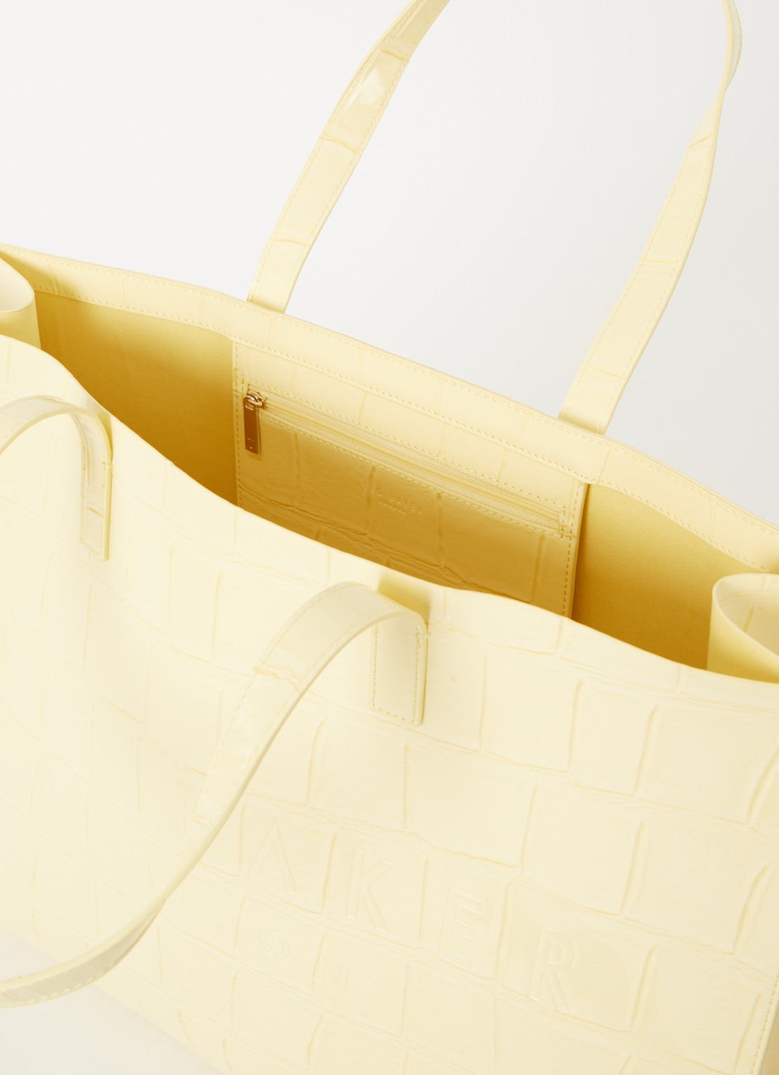 Ted Baker Alicon shopper met crocostructuur - detail 3 lichtgeel