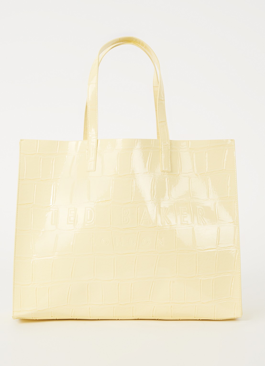 Ted Baker Alicon shopper met crocostructuur - voorkant lichtgeel