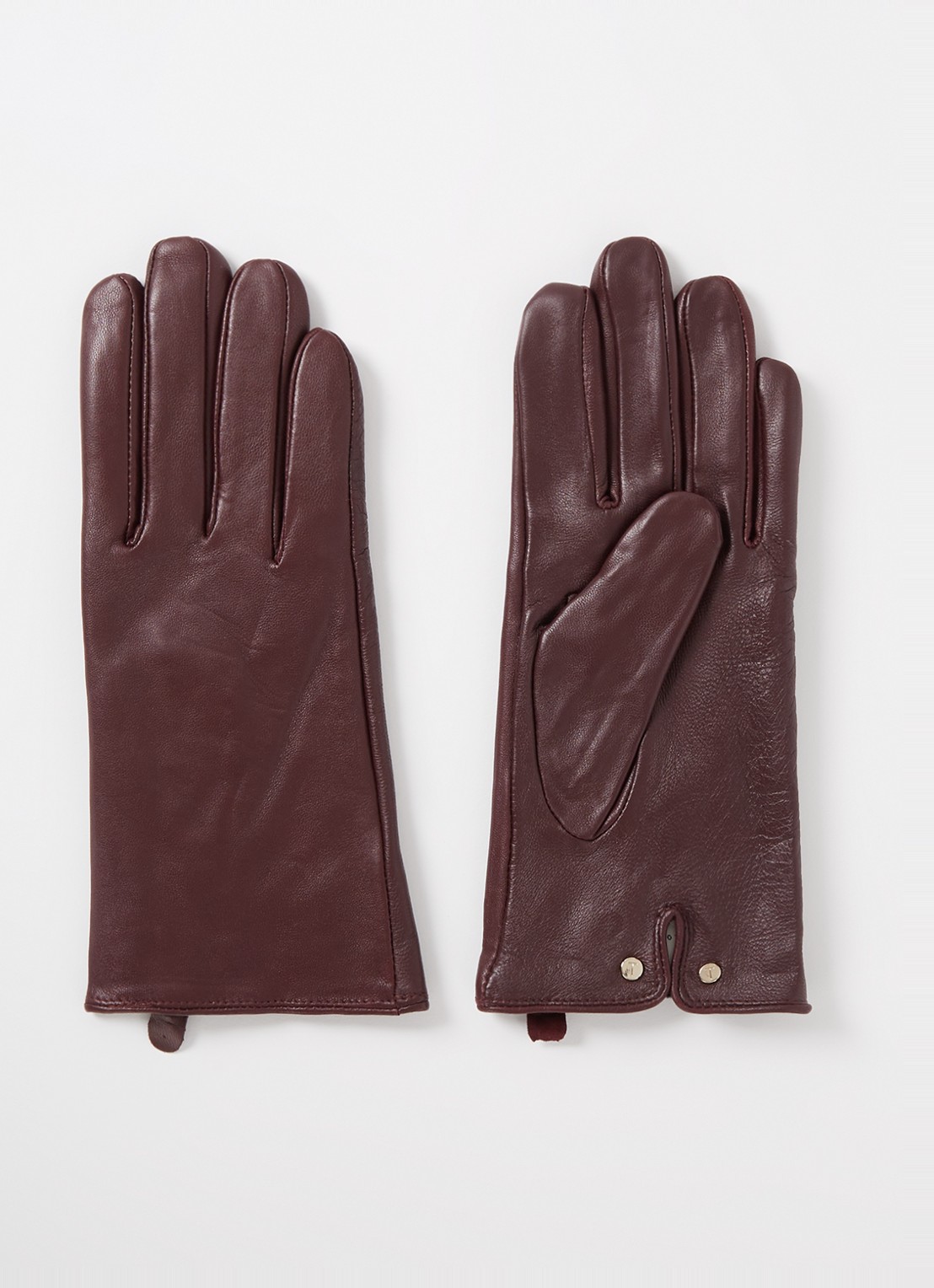 Ted Baker Arleos handschoenen van leer - voorkant aubergine