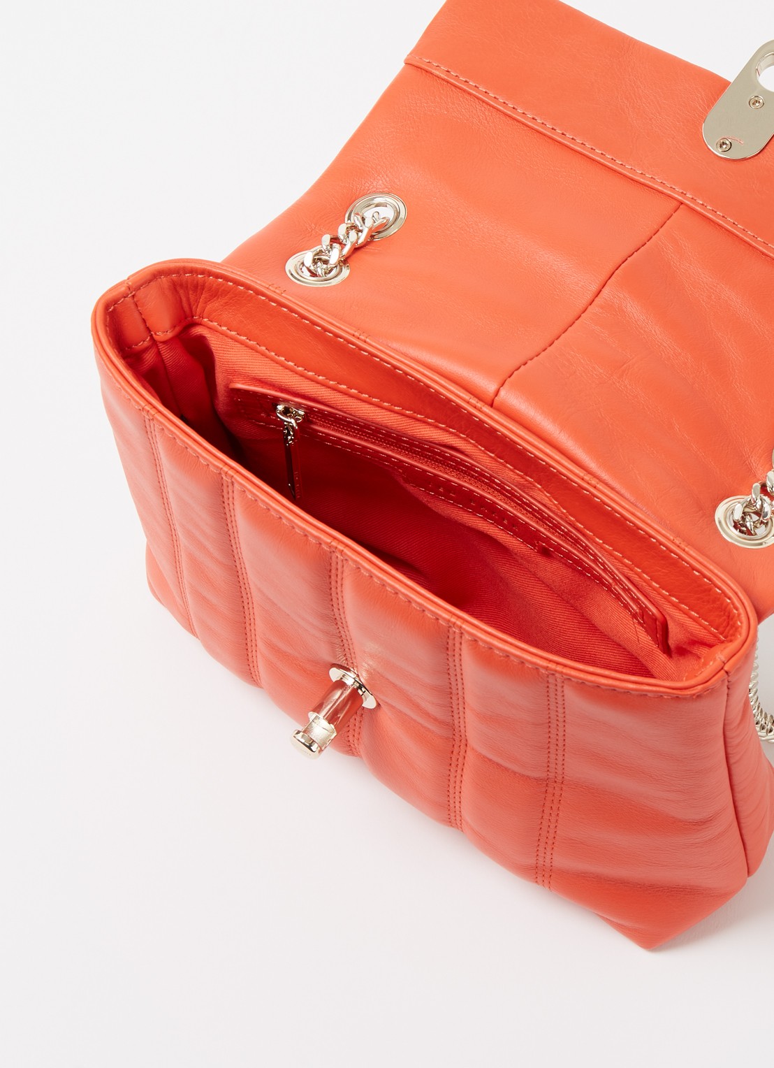 Ted Baker Ayalina schoudertas van quilted leer - detail oranjerood