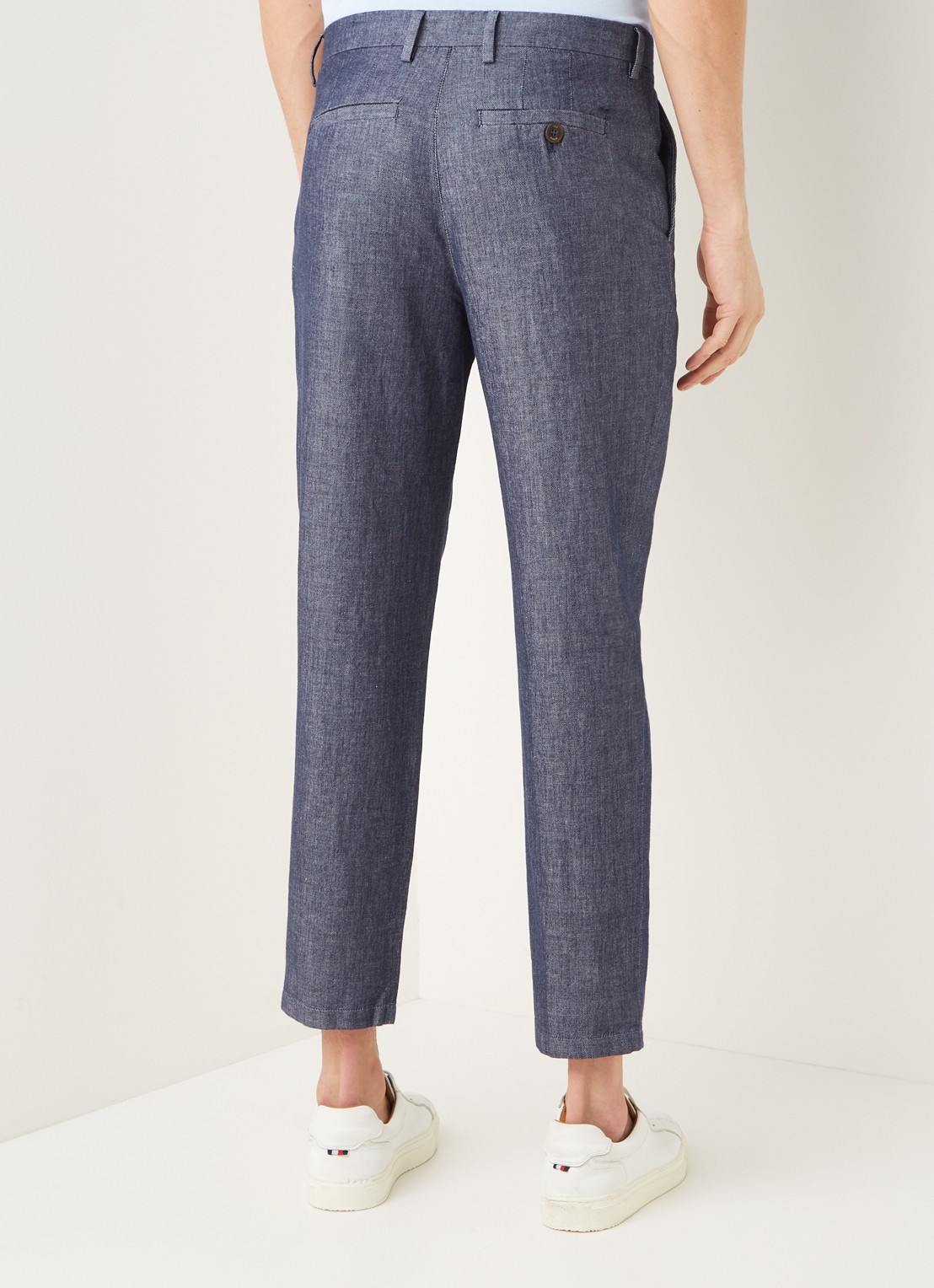 Ted Baker Bambtro tapered fit cropped pantalon in linnenblend - achterkant 5 donkerblauw