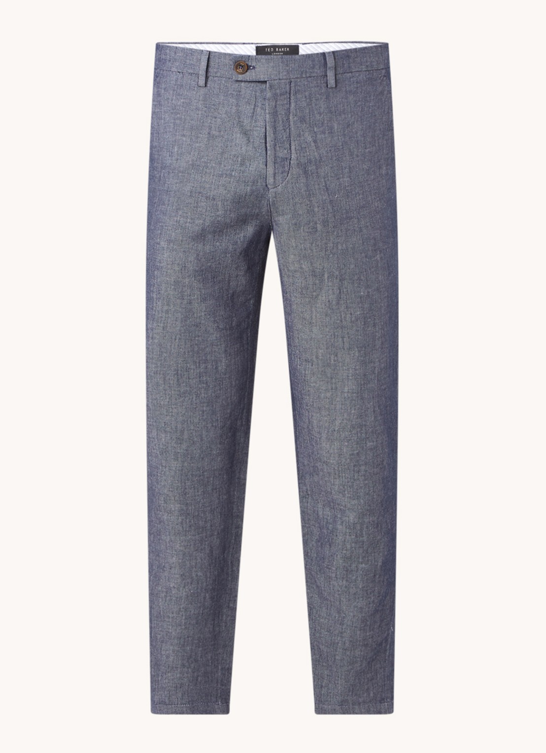 Ted Baker Bambtro tapered fit cropped pantalon in linnenblend - voorkant donkerblauw