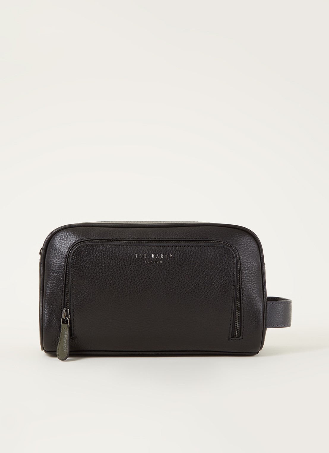 Ted Baker Clings toilettas van leer - voorkant zwart