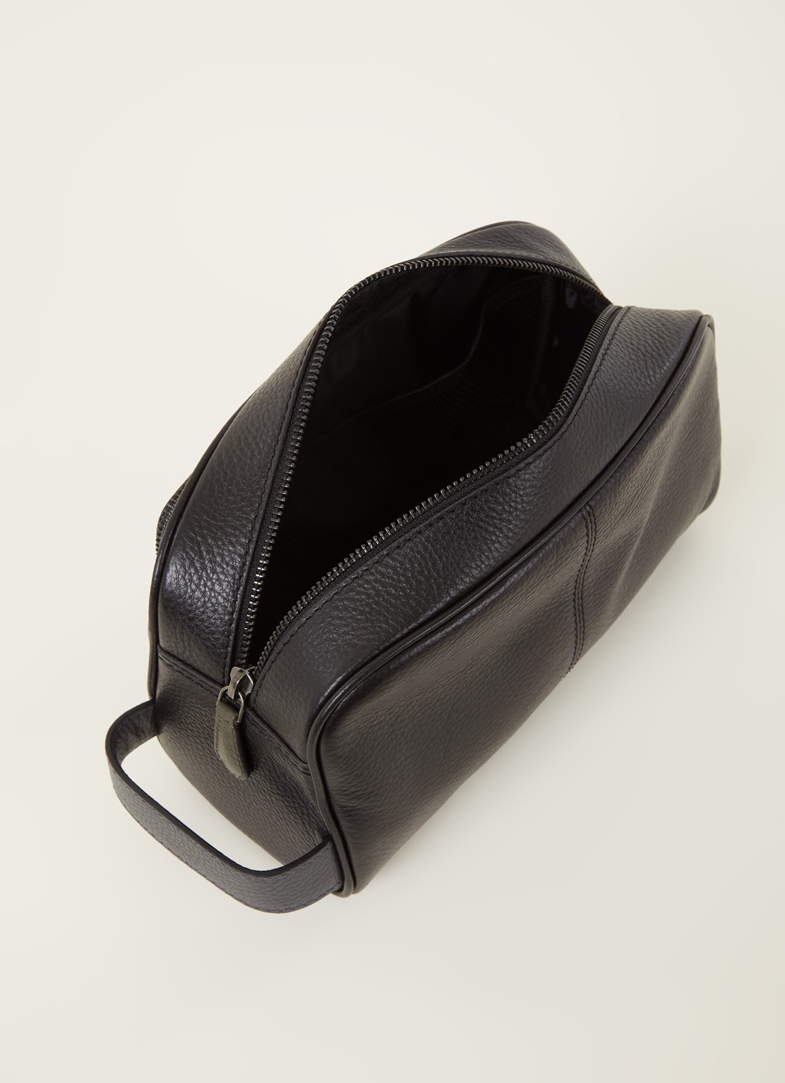 Ted Baker Clings toilettas van leer - voorkant 2 zwart