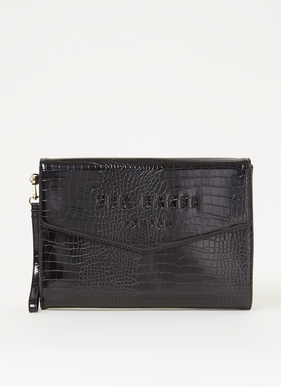 Ted Baker Crocey clutch met crocostructuur - voorkant 4 zwart
