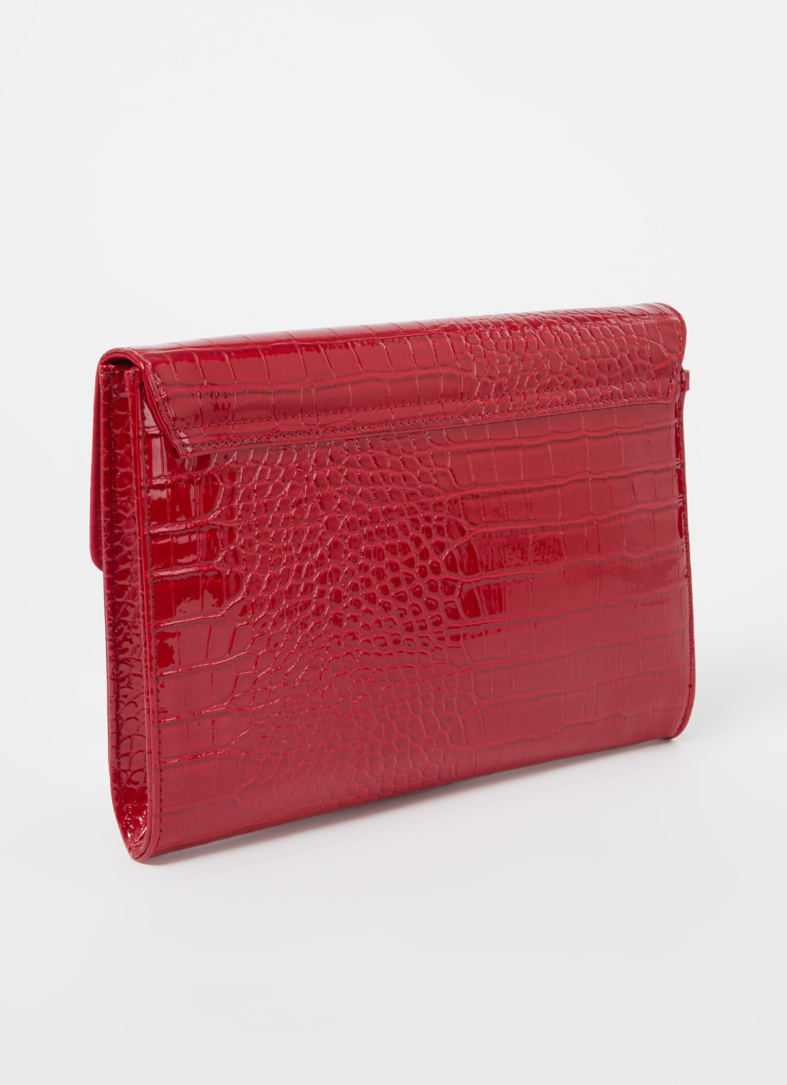 Ted Baker Crocey clutch met crocostructuur - achterkant donkerrood
