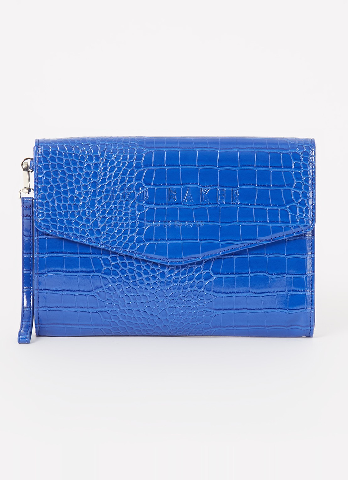 Ted Baker Crocey clutch met crocostructuur - voorkant 2 blauw