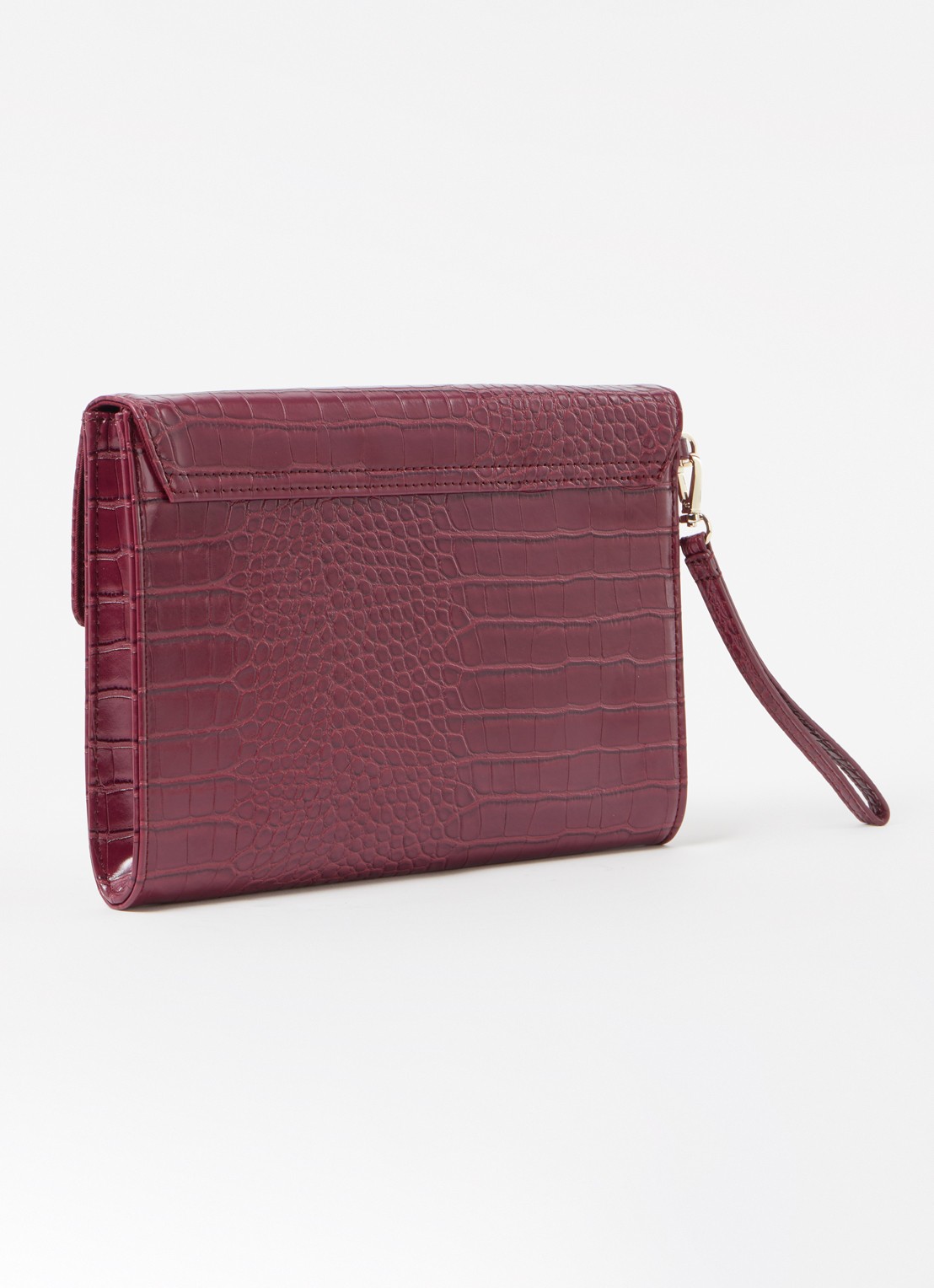 Ted Baker Crocey clutch met crocostructuur - achterkant 4 aubergine