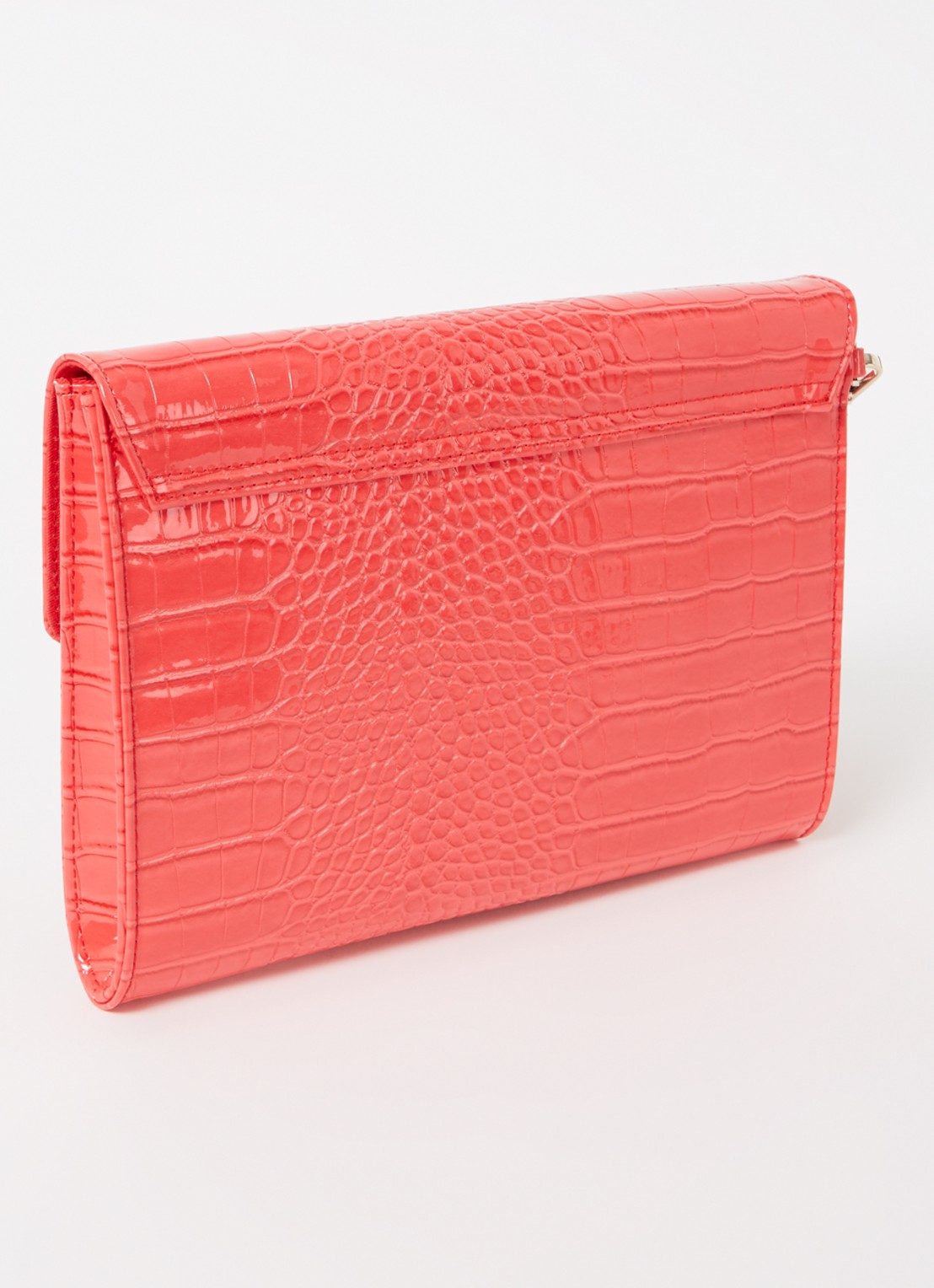 Ted Baker Crocey clutch met crocostructuur - achterkant koraal