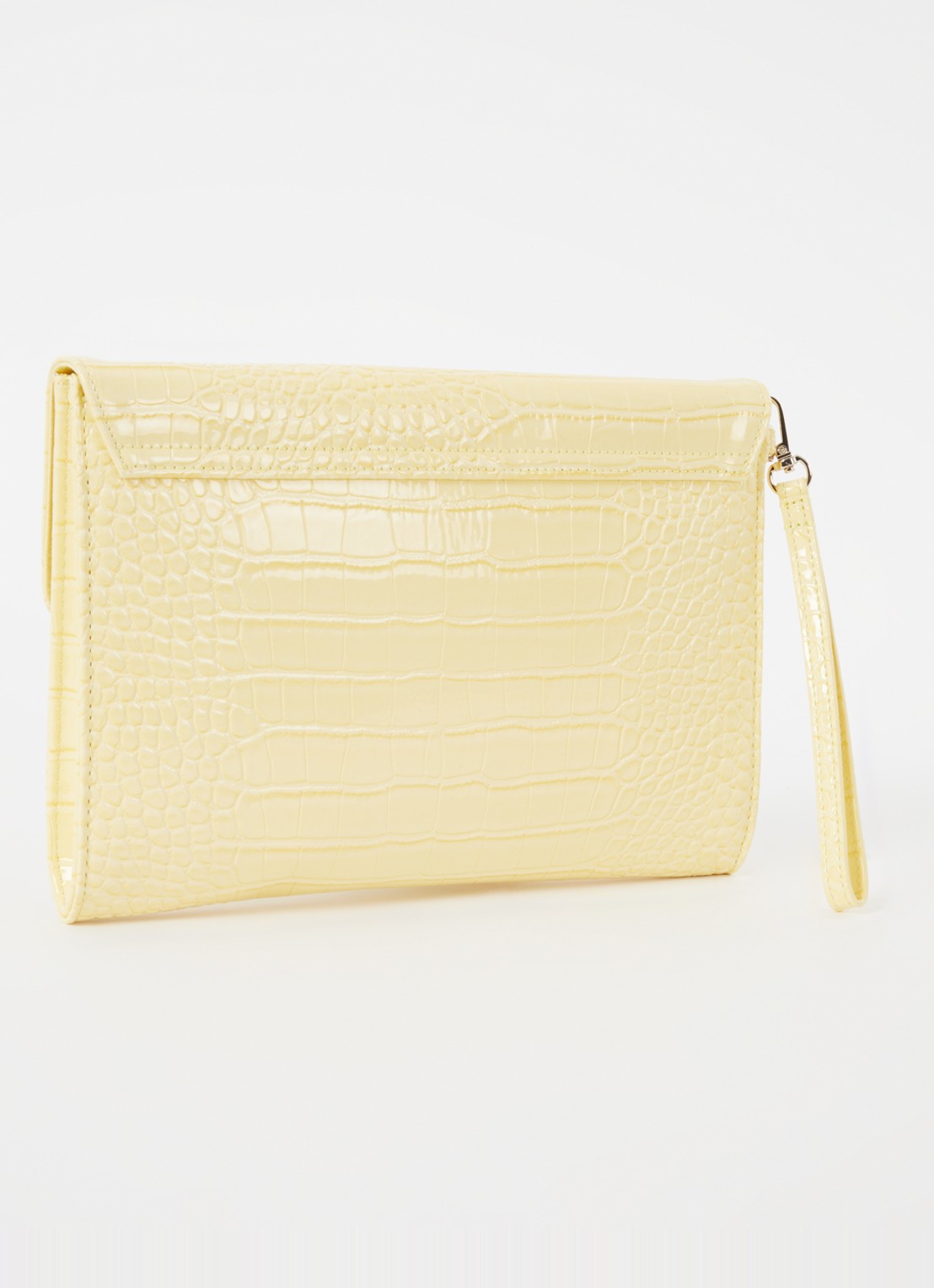 Ted Baker Crocey clutch met crocostructuur - achterkant lichtgeel