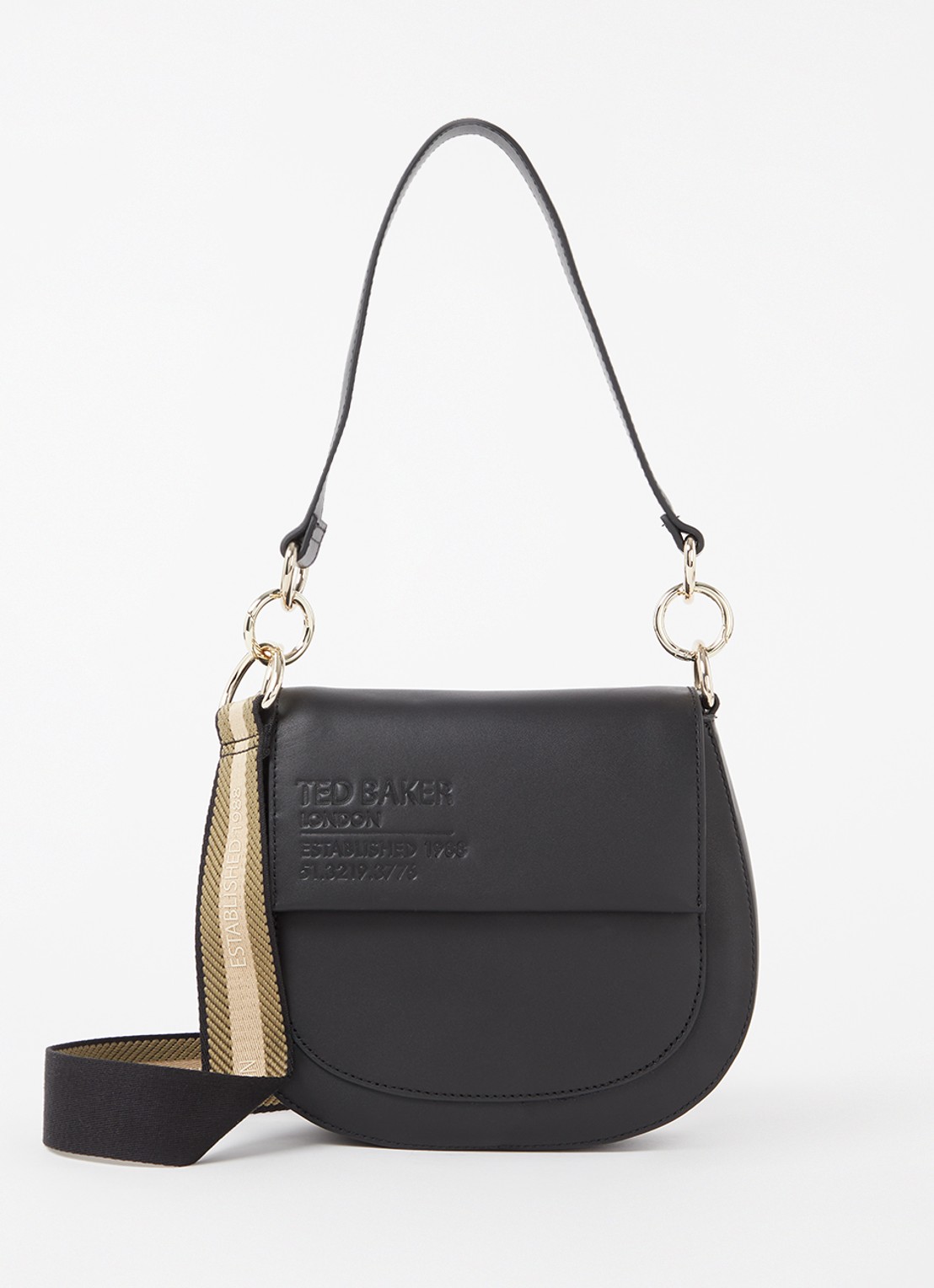 Ted Baker Darcell crossbodytas van leer  - voorkant zwart