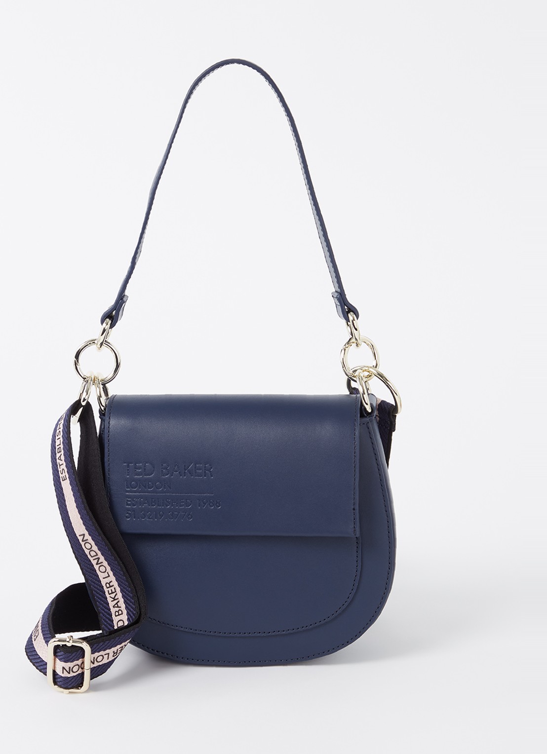 Ted Baker Darcell crossbodytas van leer  - voorkant 2 blauw