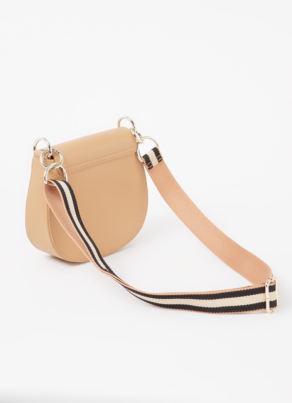 Ted Baker Darcell crossbodytas van leer  - achterkant 4 donkerbeige