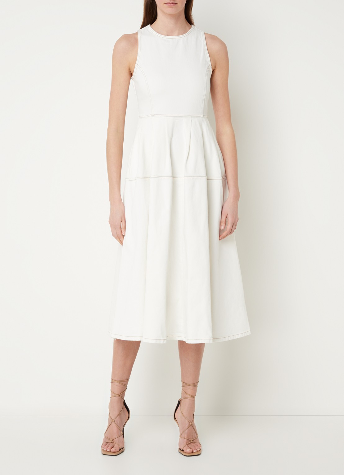 Ted Baker Erie mouwloze midi jurk van denim met steekzakken - detail 4 ivoor
