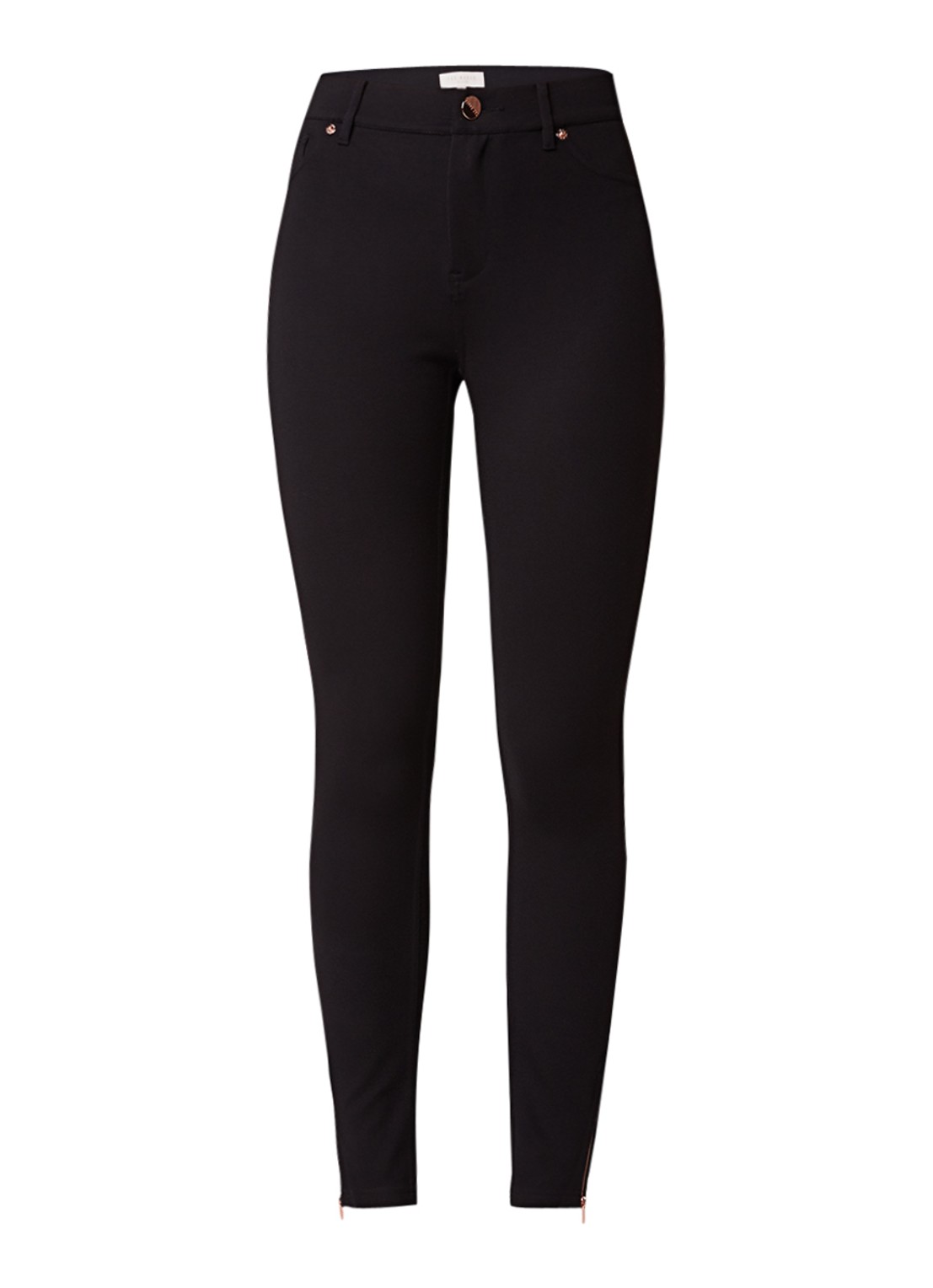 Ted Baker Fioni skinny jegging met ritsdetails - voorkant 3 diepzwart
