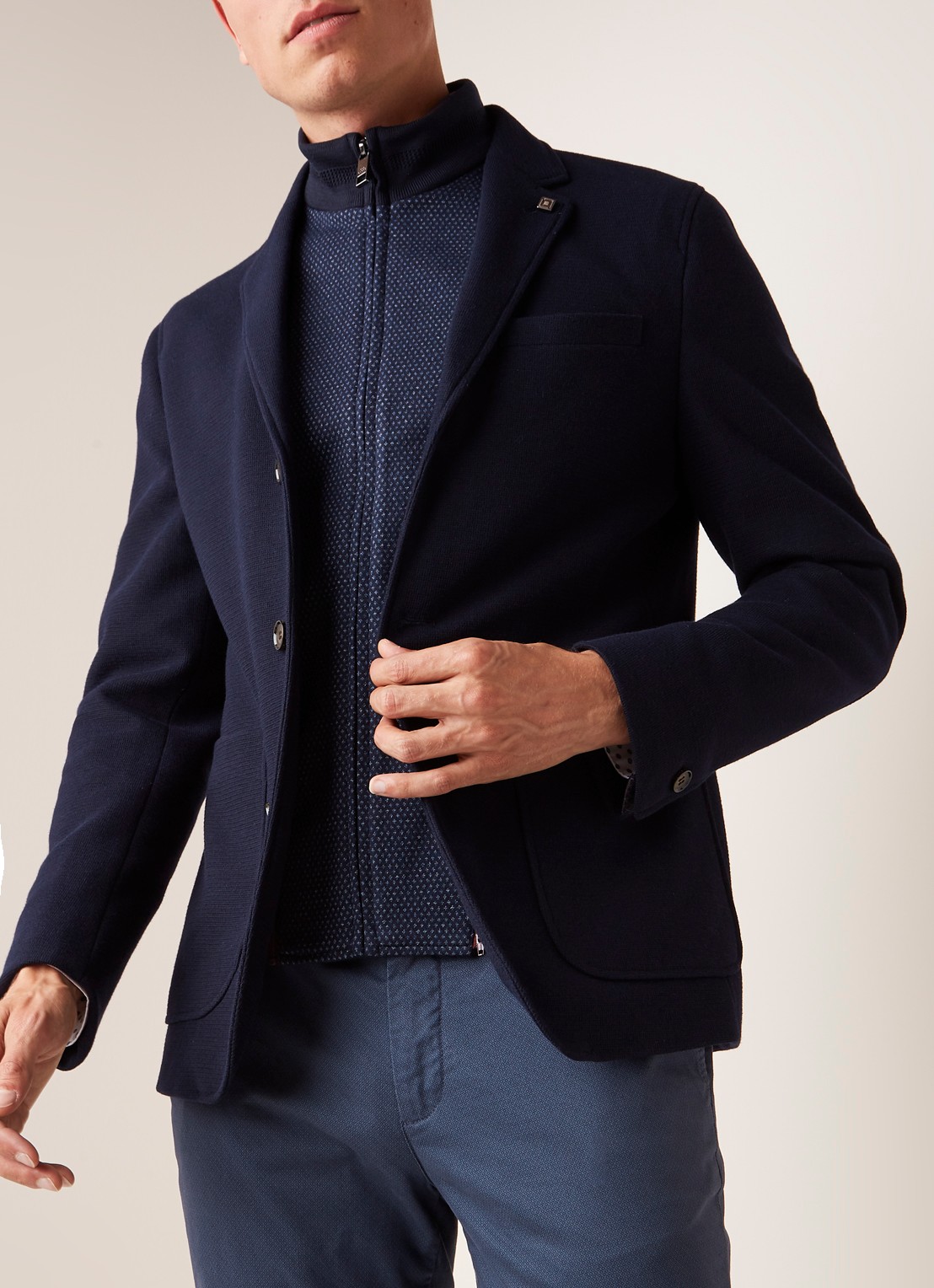 Ted Baker Fletwud regular fit colbert met uitritsbare vest-inzet - detail 3 donkerblauw