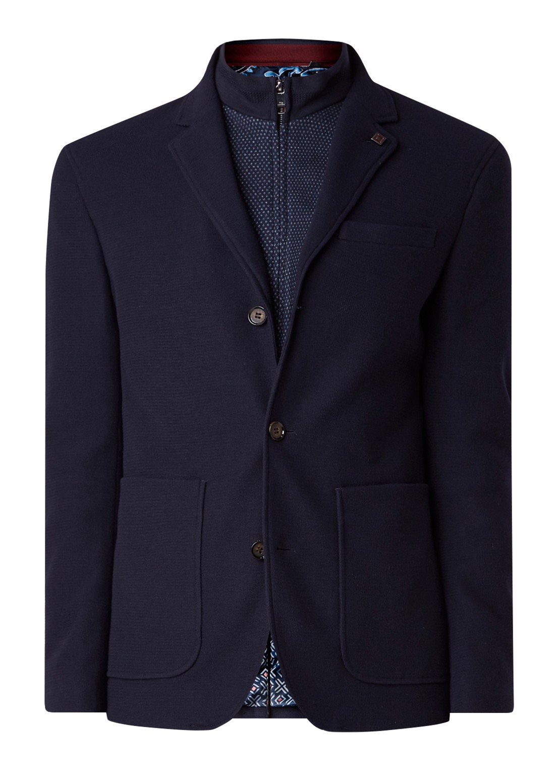 Ted Baker Fletwud regular fit colbert met uitritsbare vest-inzet - voorkant donkerblauw
