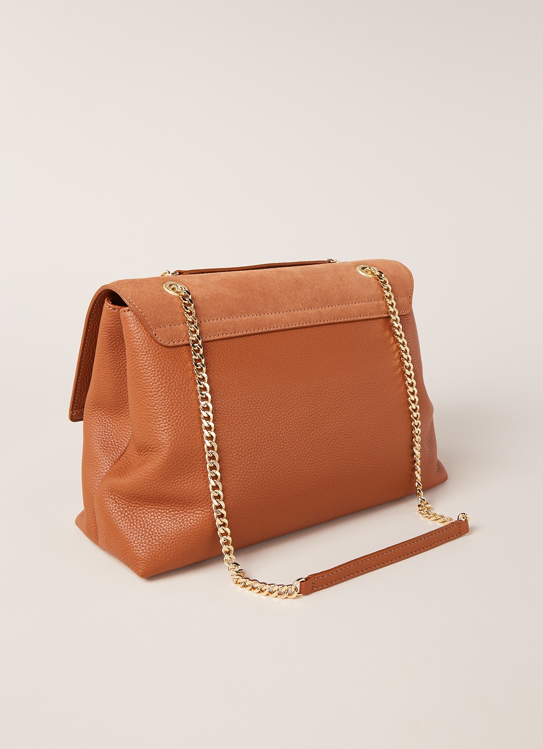 Ted Baker Hermiaa schoudertas van leer en suède - detail cognac
