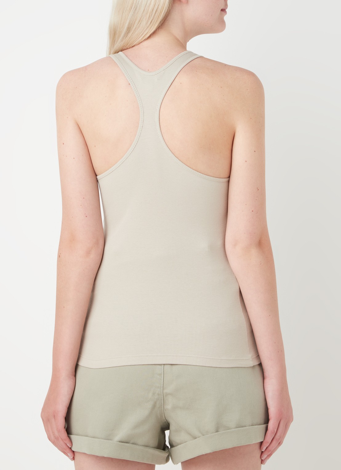 Ted Baker Joe tanktop met ribstructuur en borduring - achterkant lichtbruin