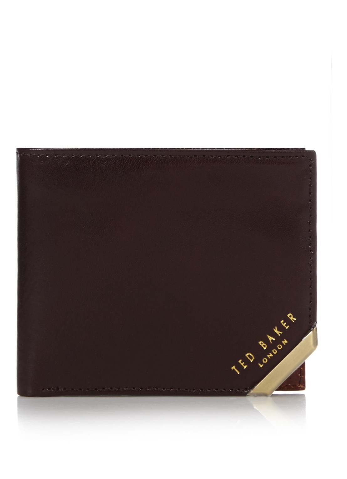 Ted Baker Korning portemonnee van leer met logo - voorkant donkerbruin