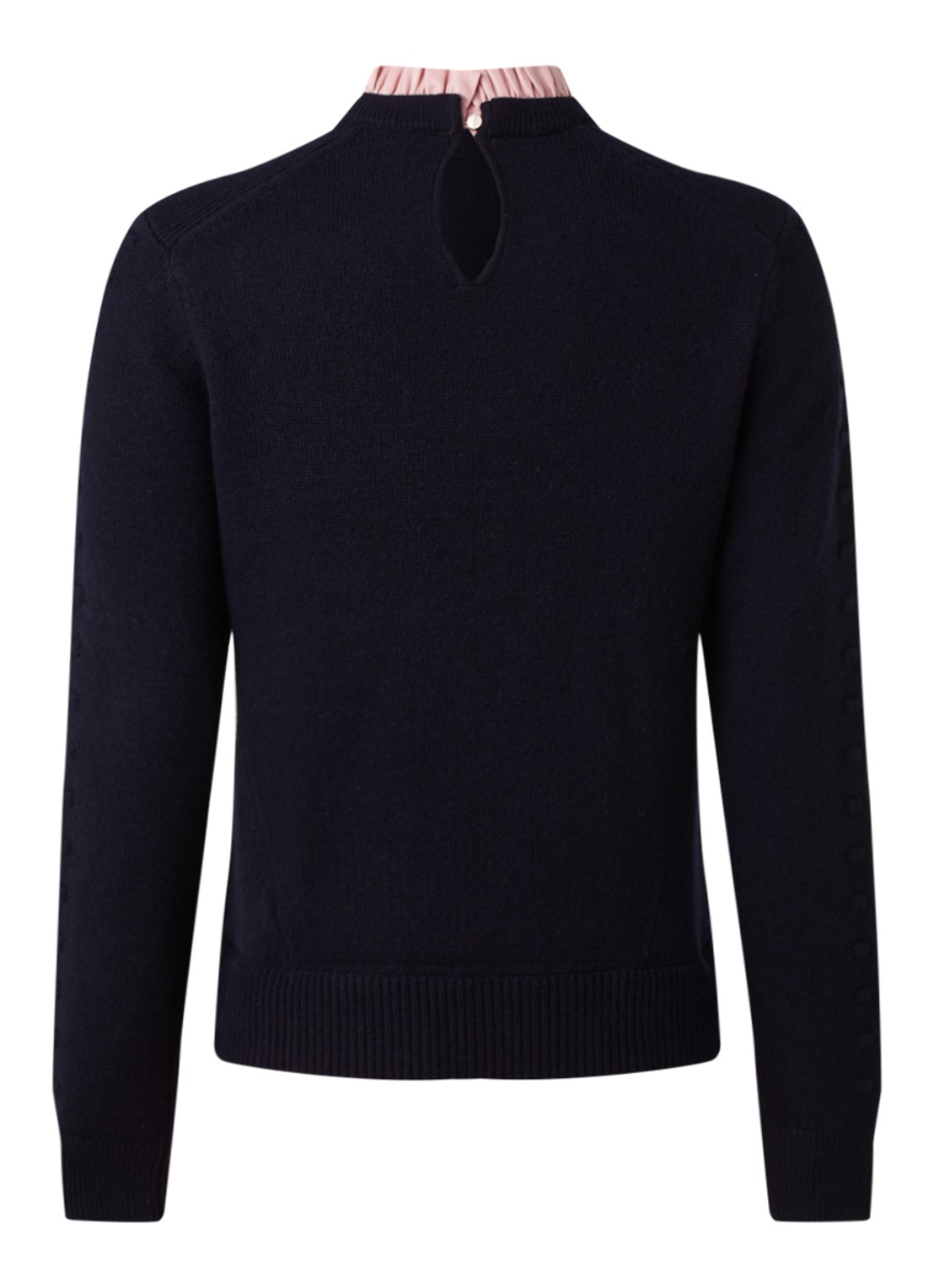 Ted Baker Lissiah fijngebreide pullover van wol met blouse-inzet - achterkant zwart