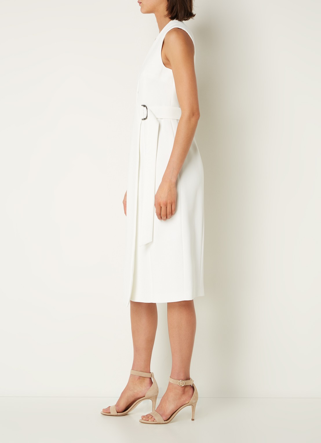 Ted Baker Molenaa midi blazerjurk met ceintuur - voorkant 4 gebroken wit