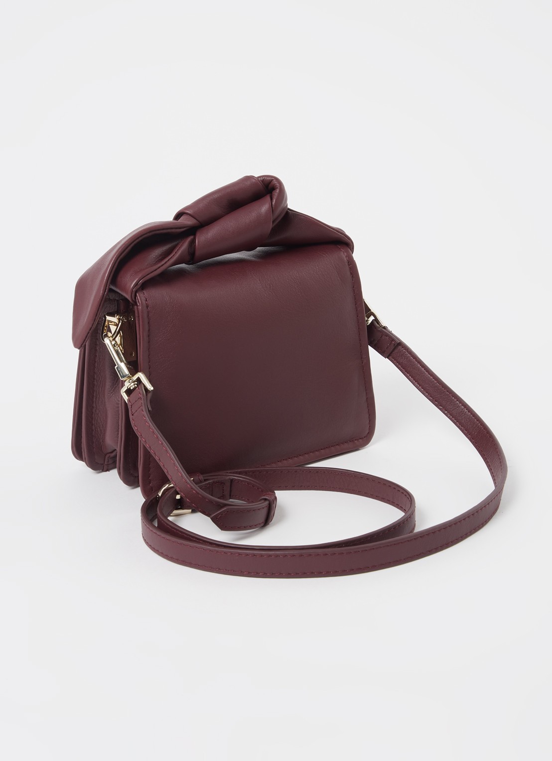 Ted Baker Niyah Mini handtas van leer - achterkant aubergine