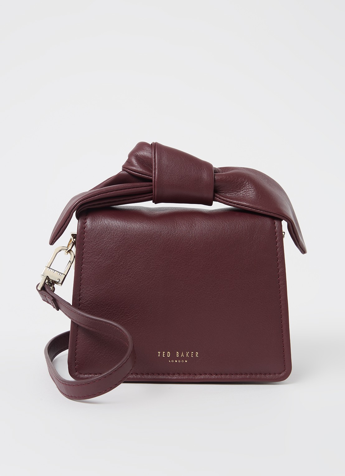 Ted Baker Niyah Mini handtas van leer - voorkant 4 aubergine