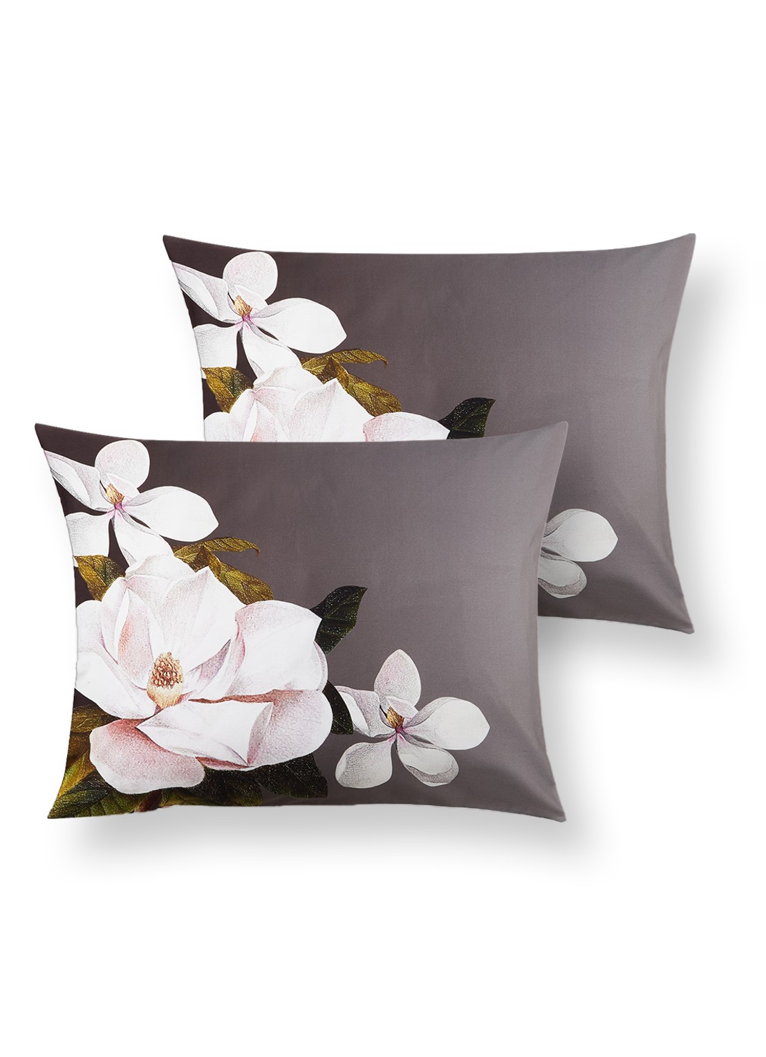 Ted Baker Opal kussensloop van katoensatijn 220TC in 2-pack - voorkant middengrijs