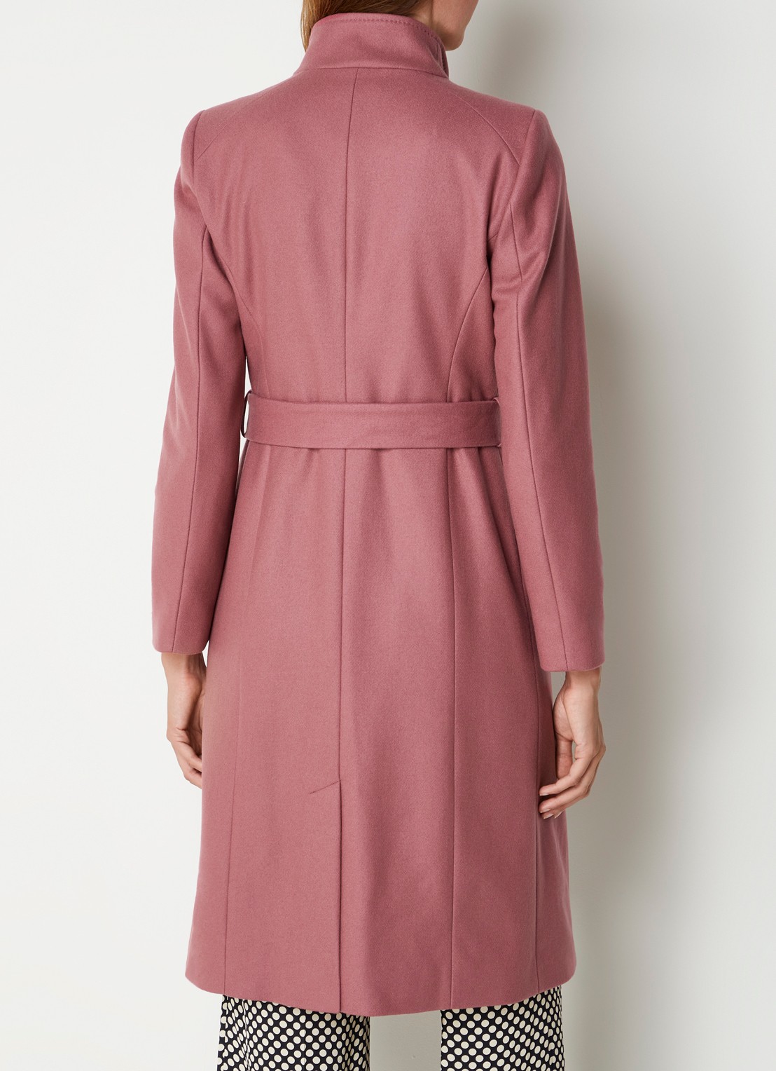 Ted Baker Rose mantel in kasjmierblend met strikceintuur - achterkant oudroze
