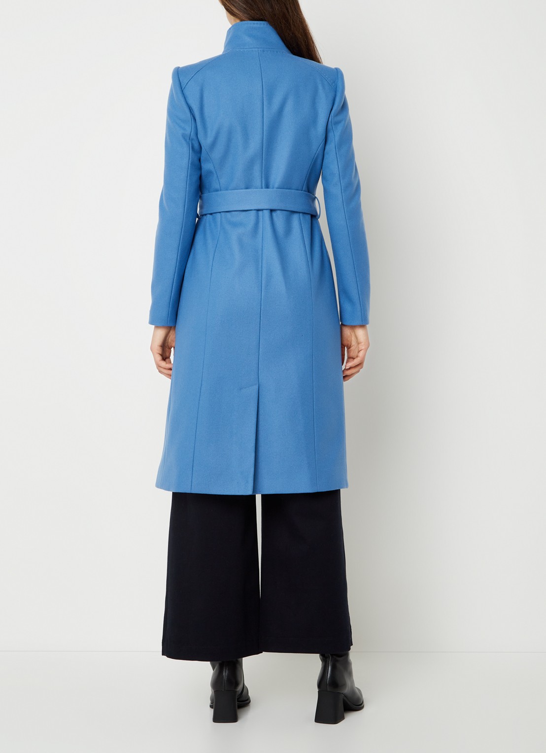 Ted Baker Rose mantel in kasjmierblend met strikceintuur - achterkant middenblauw