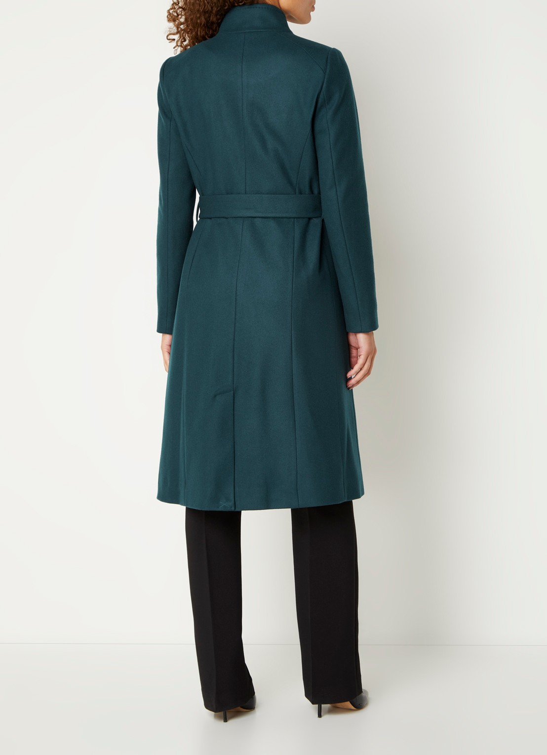 Ted Baker Rose mantel in kasjmierblend met strikceintuur - achterkant petrol