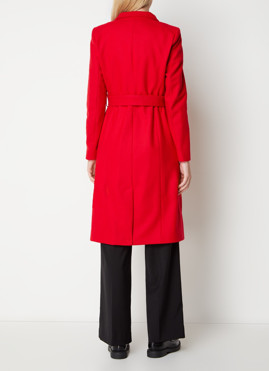 Ted Baker Rose mantel in kasjmierblend met strikceintuur - achterkant rood