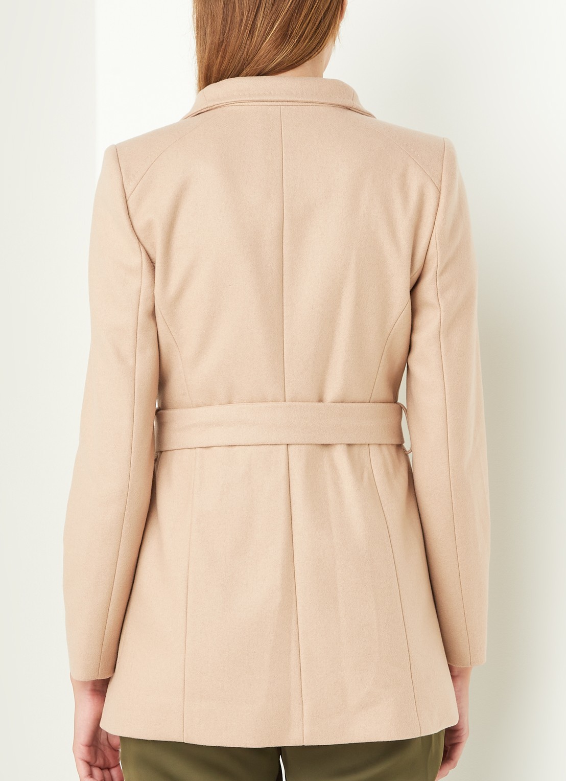 Ted Baker Rosess mantel in kasjmierblend met strikceintuur - achterkant camel