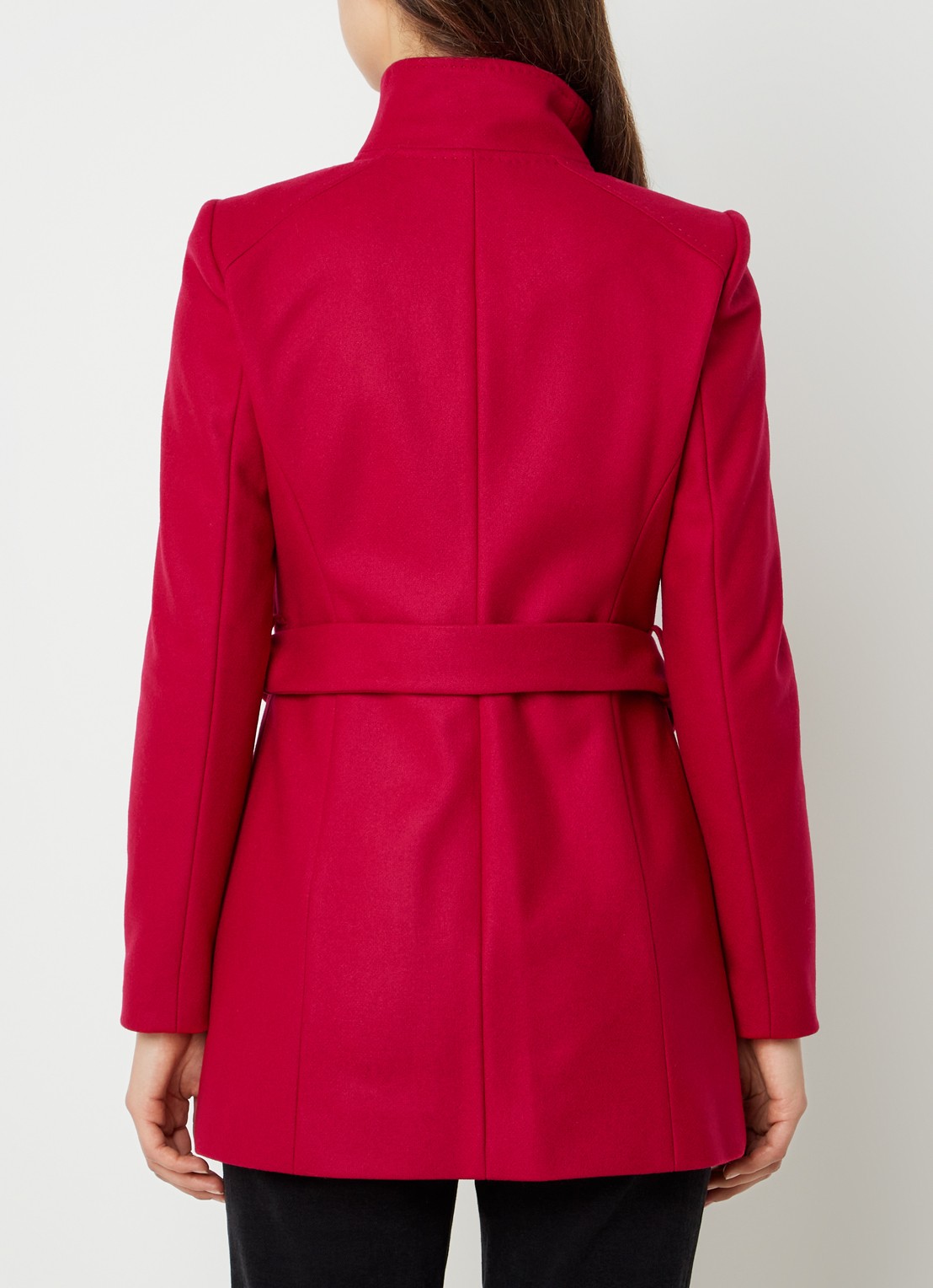 Ted Baker Rosess mantel in kasjmierblend met strikceintuur - achterkant 4 donkerroze