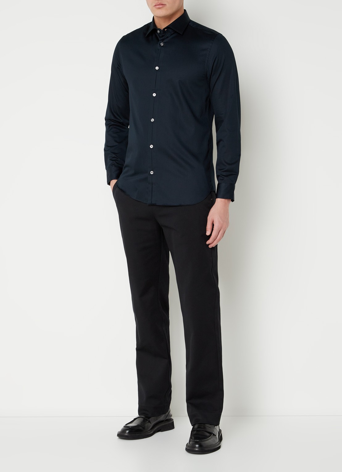 Ted Baker Slim fit overhemd met stretch - voorkant 4 blauw