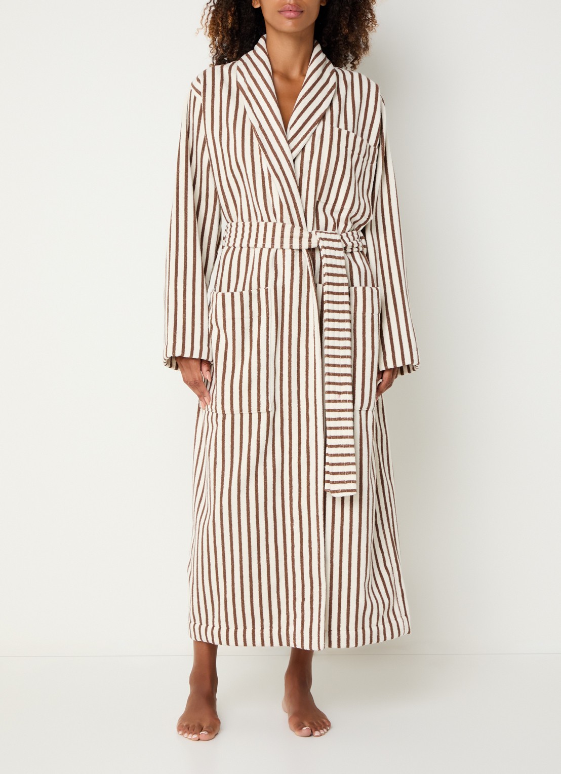 TEKLA Badjas met opgestikte zakken - unisex - detail beige
