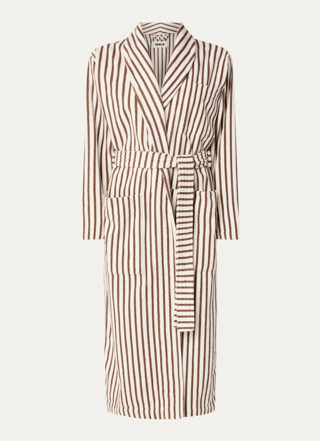 TEKLA Badjas met opgestikte zakken - unisex - voorkant 2 beige